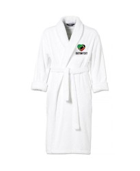 Saint Kitts and Nevis Flag Heart Shape Embroidery Logo with Custom Text Embroidered Bathrobes